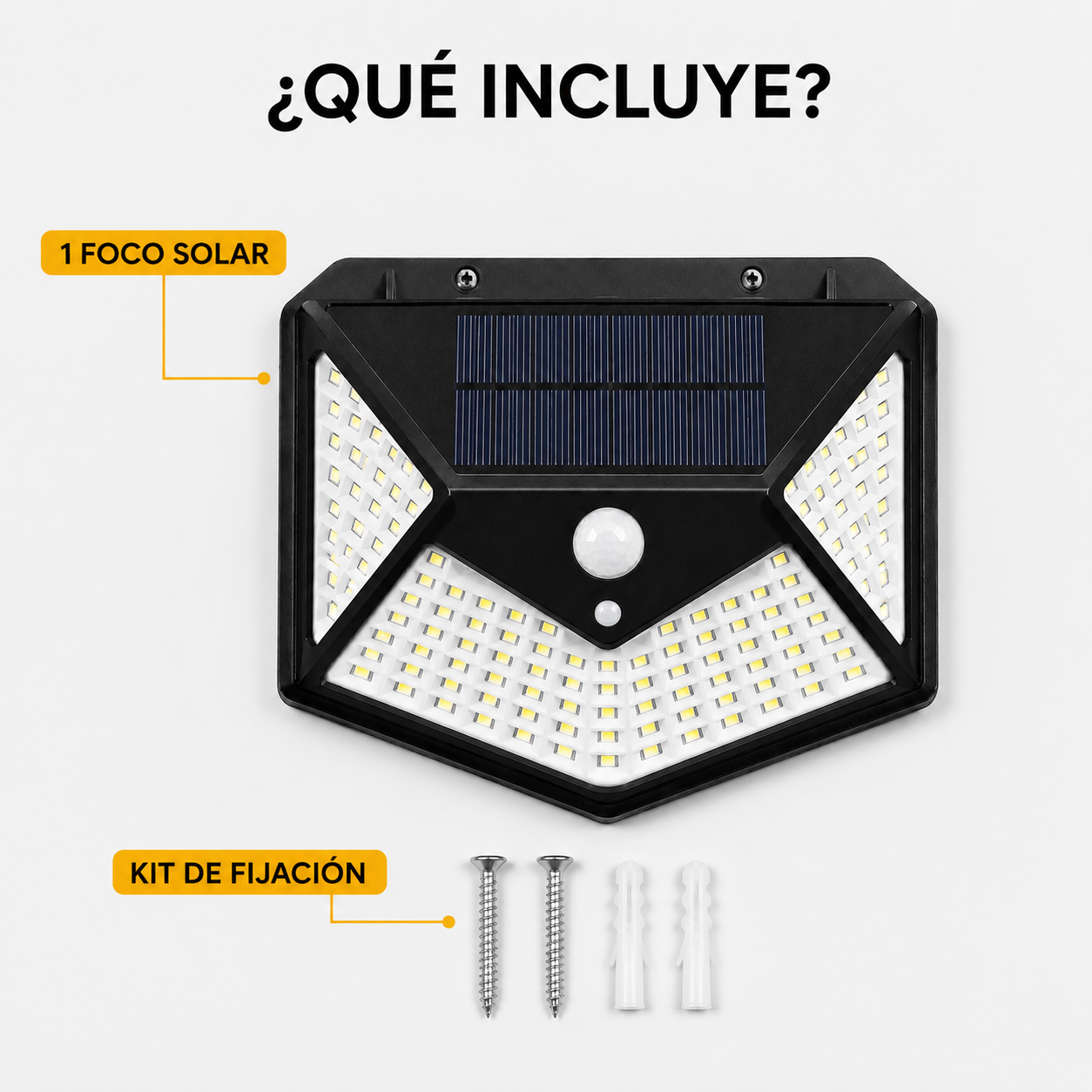 Foco Solar 100 Led Sensor Movimiento De Exterior