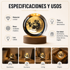Lampara 3D Bola de Cristal con Base de Madera