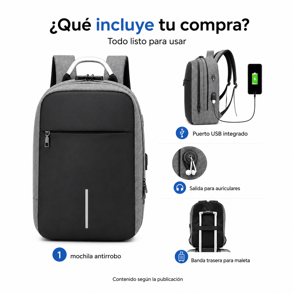 Mochila Antirrobo Con Puerto Usb