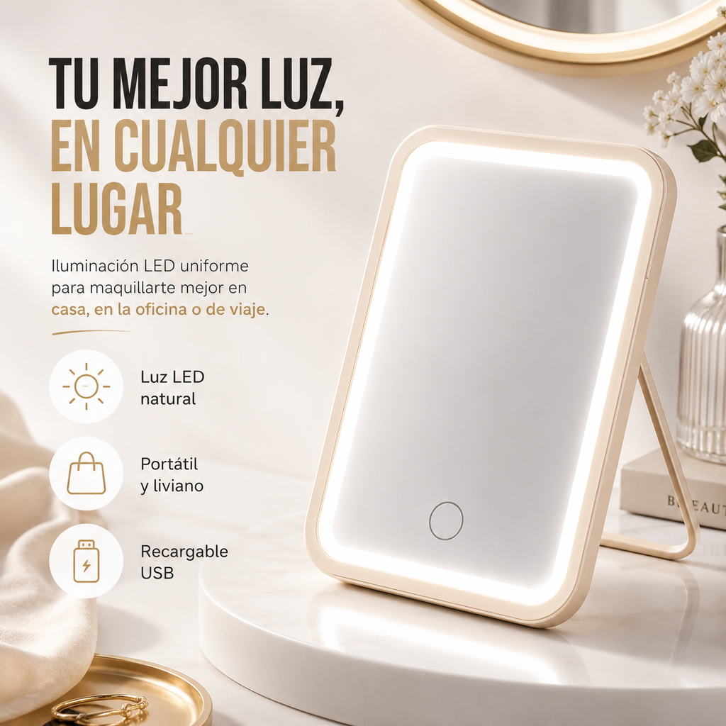 Espejo Rectangular LED de Maquillaje con Luz