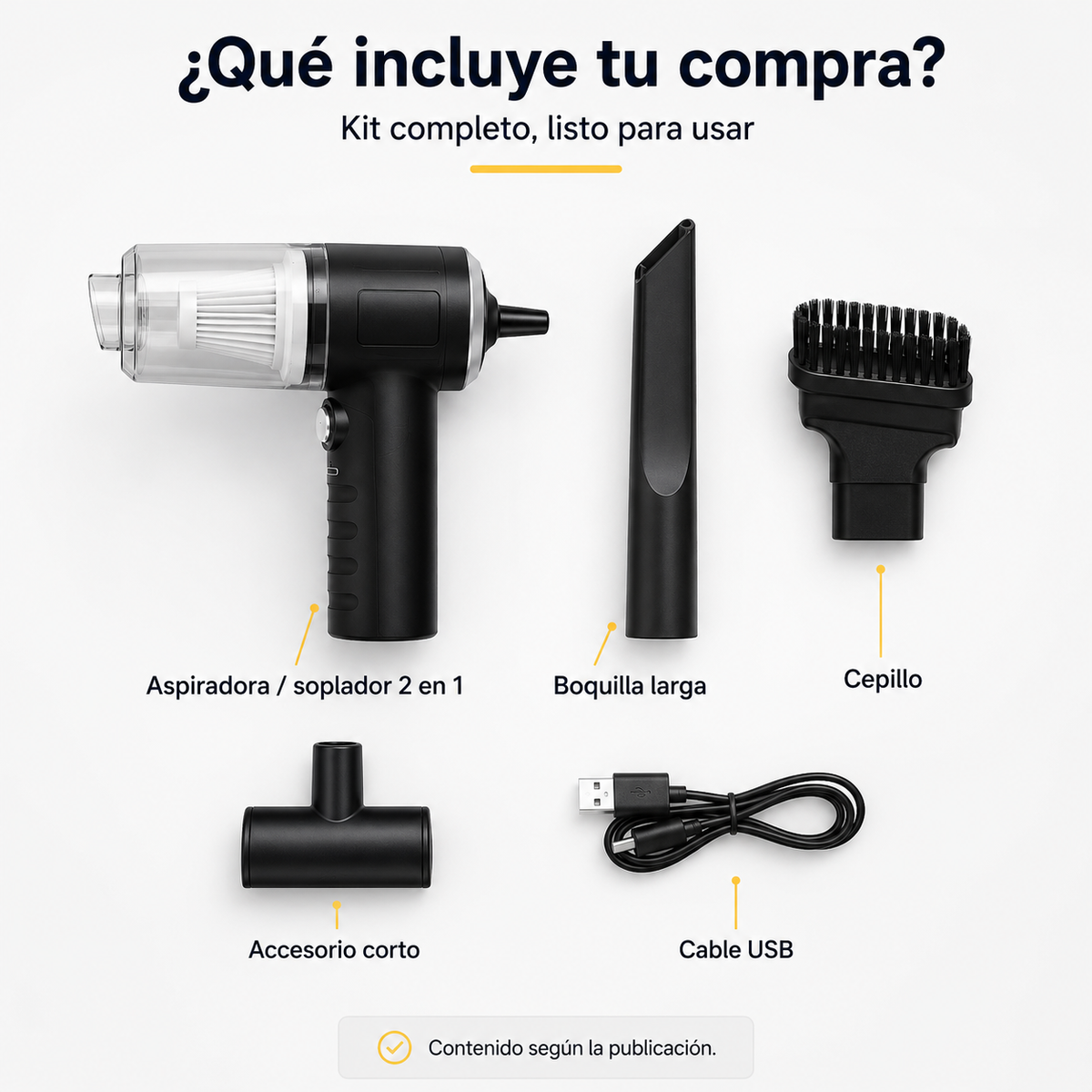 Aspiradora Mini 2 En 1 Portátil Con Accesorios