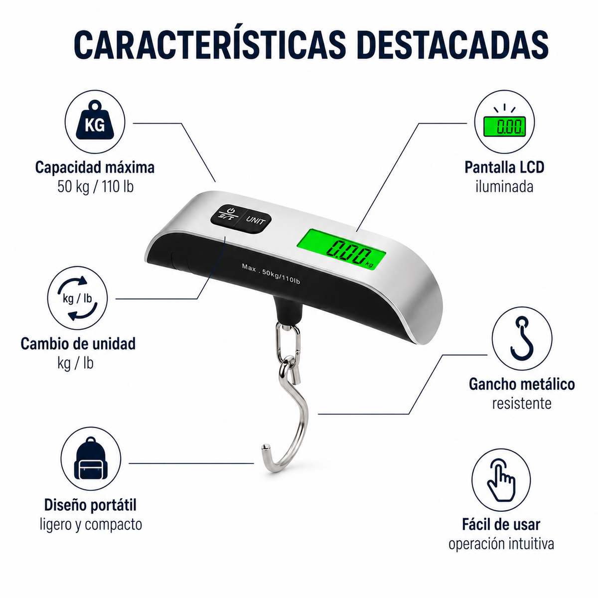 Balanza Digital Portátil De Viaje 10gr-50kg