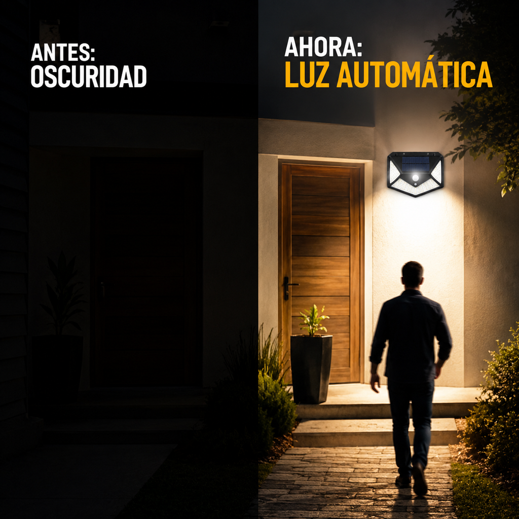 Foco Solar 100 Led Sensor Movimiento De Exterior