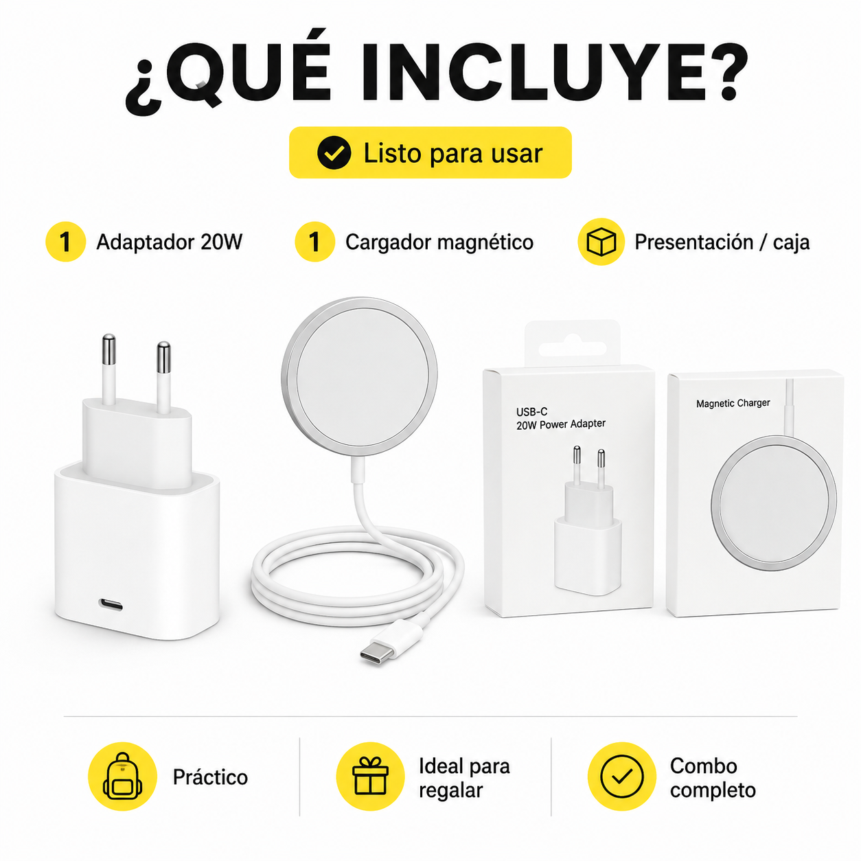 Adaptador + Cargador Inalambrico Magsafe