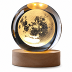 Lampara 3D Bola de Cristal con Base de Madera