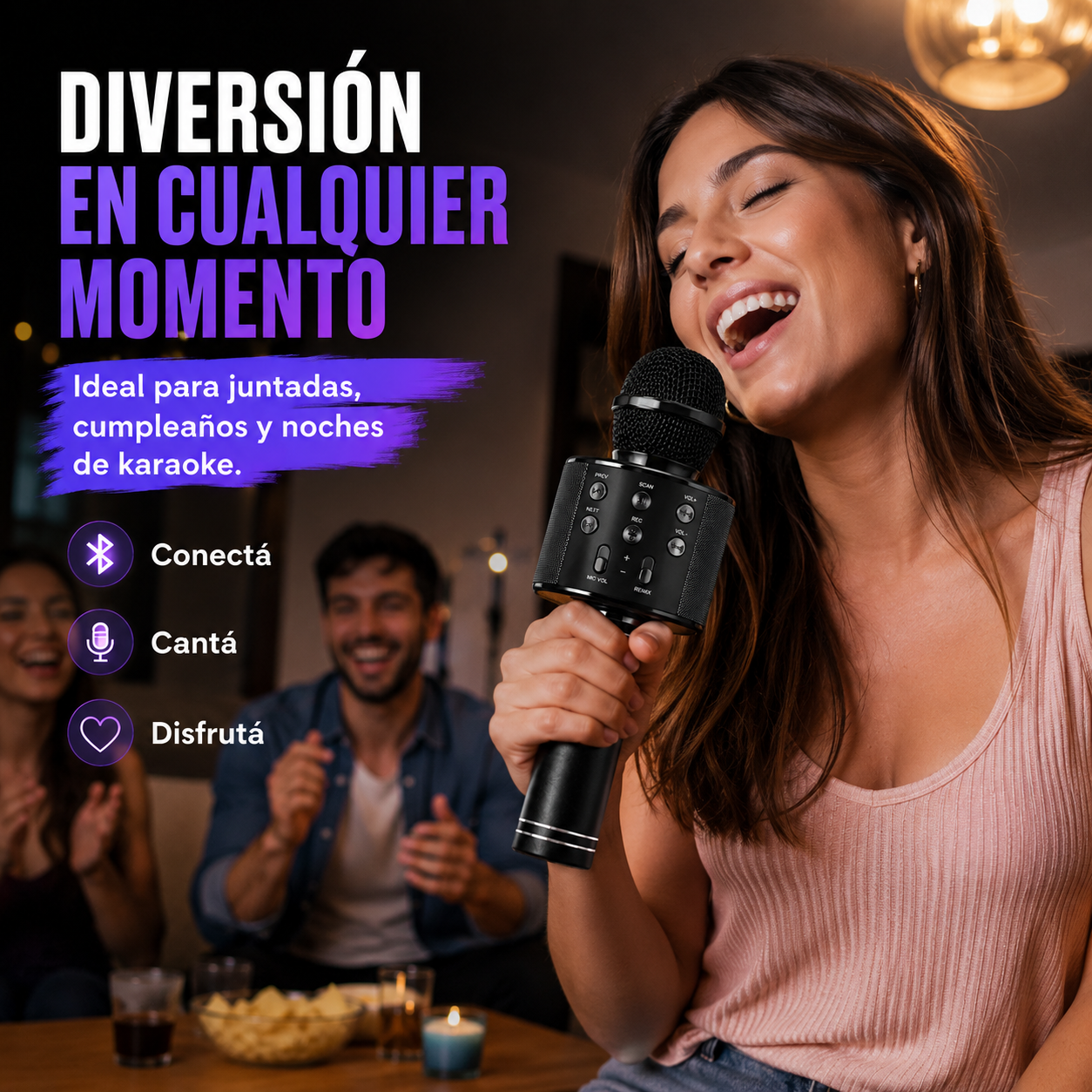 Micrófono Karaoke Bluetooth Inalámbrico Portátil