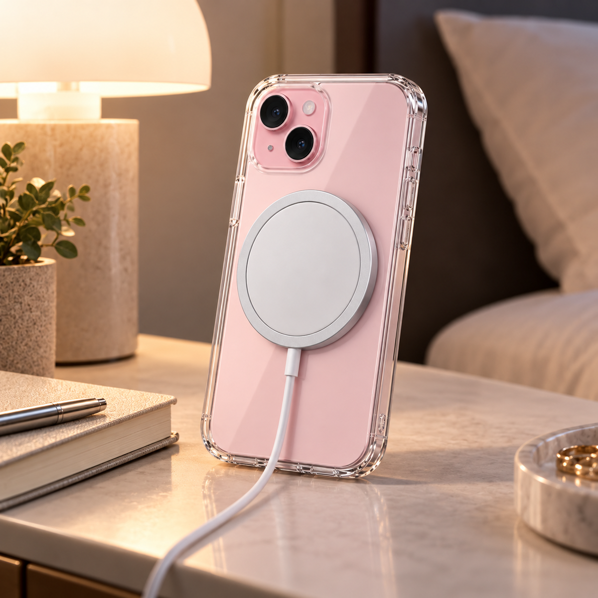 Pack Funda + Cargador inalambrico para IPhone 14 al 17 Pro max
