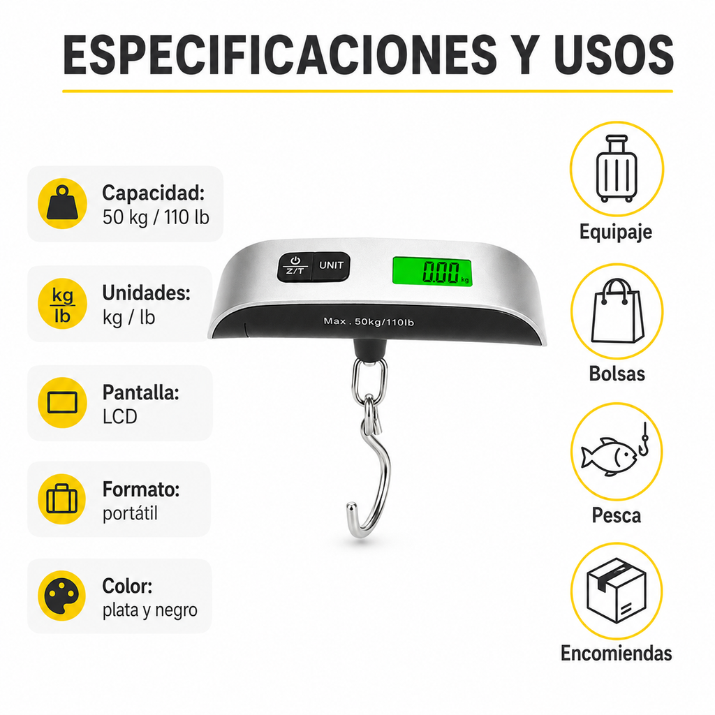 Balanza Digital Portátil De Viaje 10gr-50kg