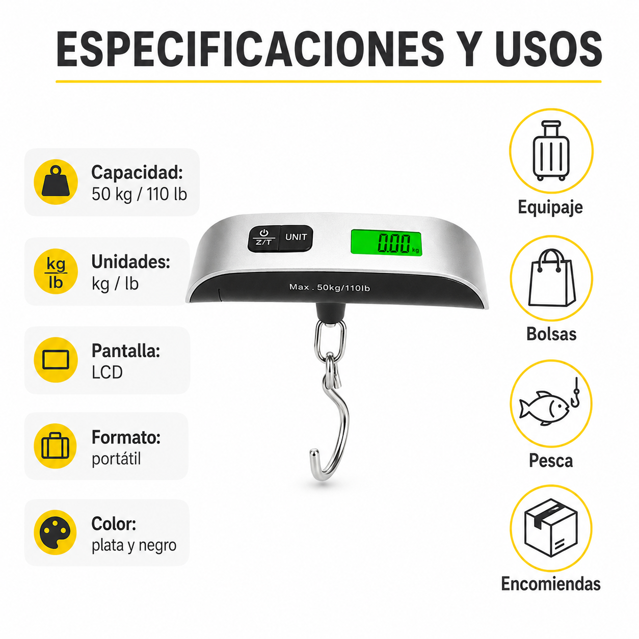 Balanza Digital Portátil De Viaje 10gr-50kg
