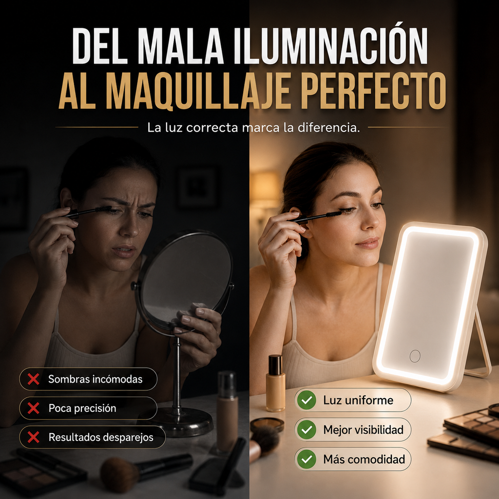 Espejo Rectangular LED de Maquillaje con Luz