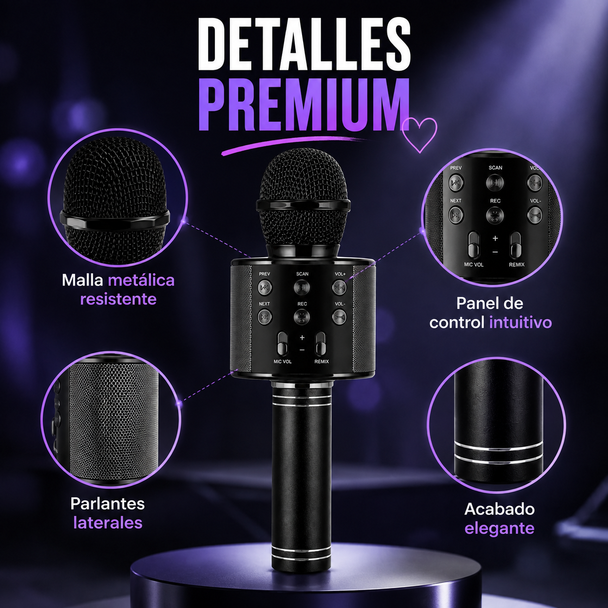 Micrófono Karaoke Bluetooth Inalámbrico Portátil