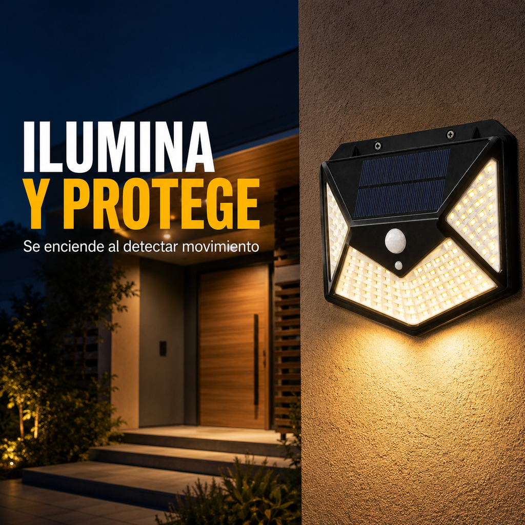 Foco Solar 100 Led Sensor Movimiento De Exterior