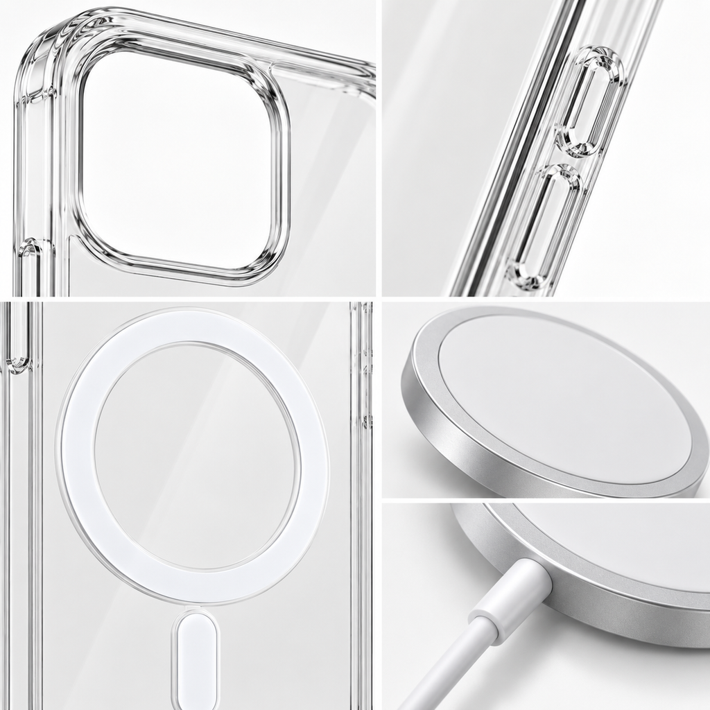 Pack Funda + Cargador inalambrico para IPhone 14 al 17 Pro max