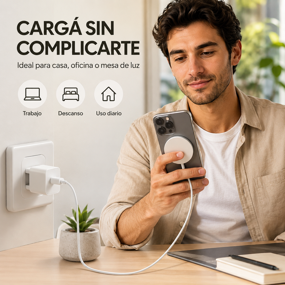 Adaptador + Cargador Inalambrico Magsafe