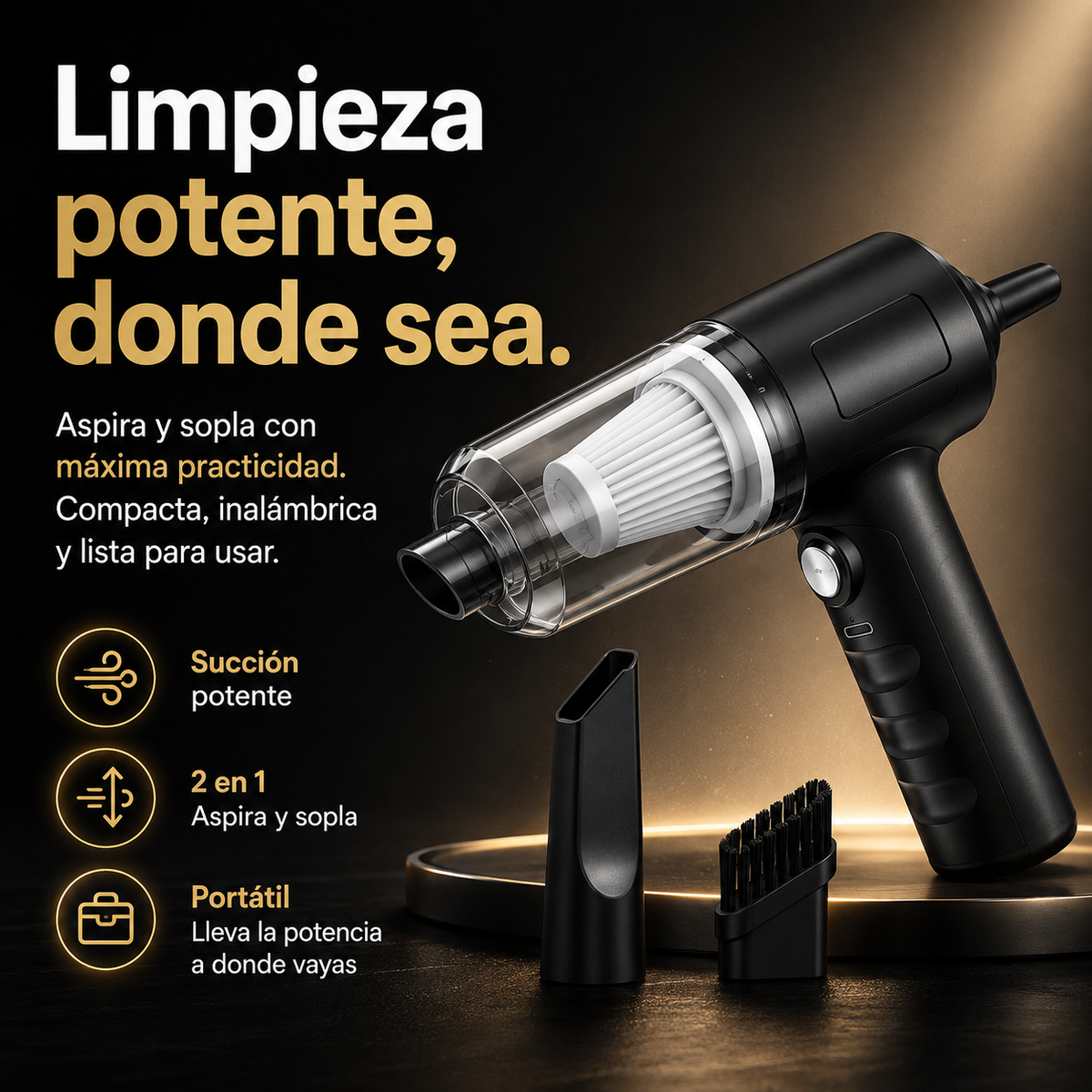 Aspiradora Mini 2 En 1 Portátil Con Accesorios