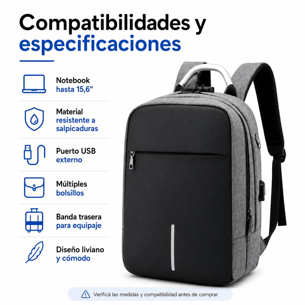 Mochila Antirrobo Con Puerto Usb