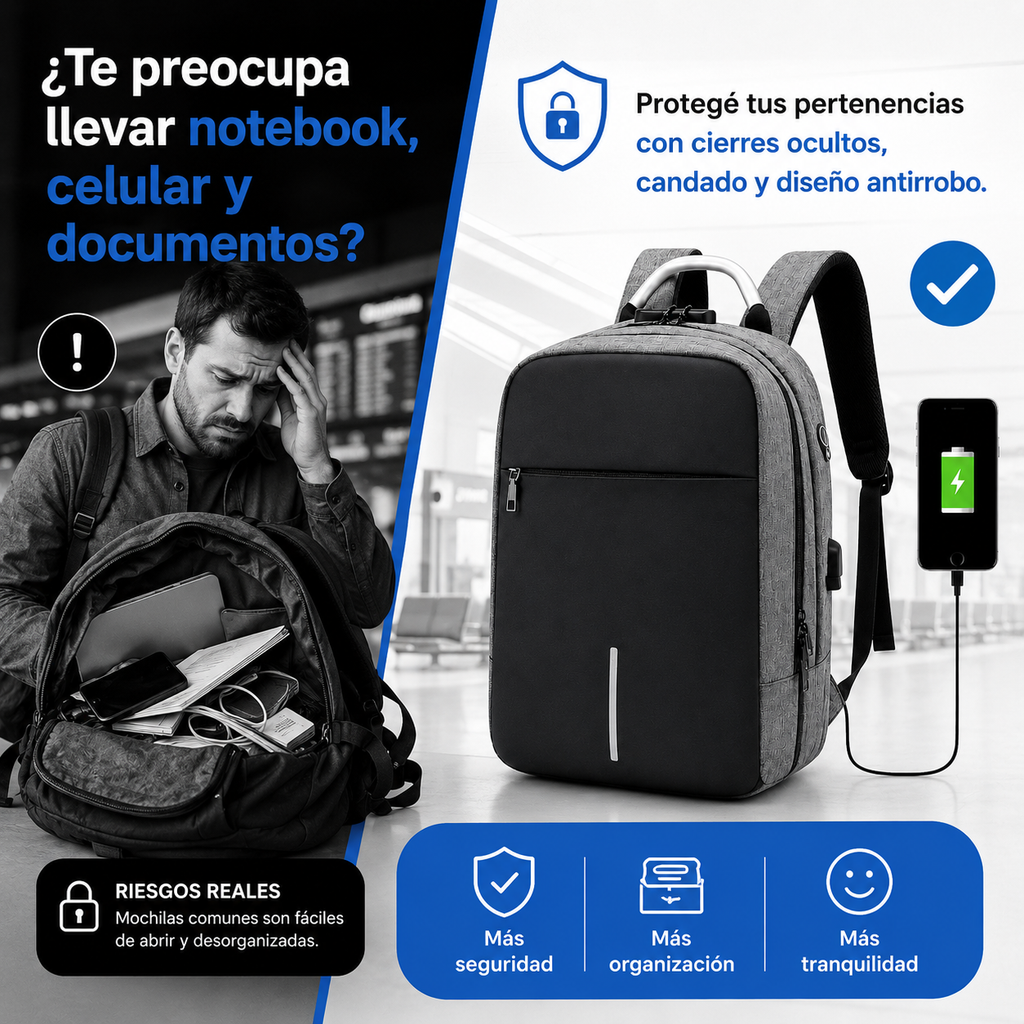 Mochila Antirrobo Con Puerto Usb