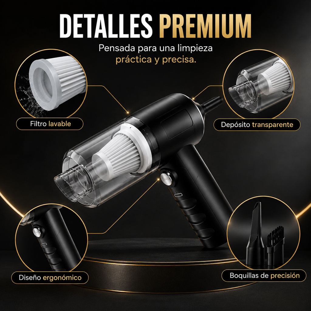 Aspiradora Mini 2 En 1 Portátil Con Accesorios