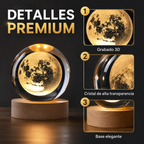 Lampara 3D Bola de Cristal con Base de Madera