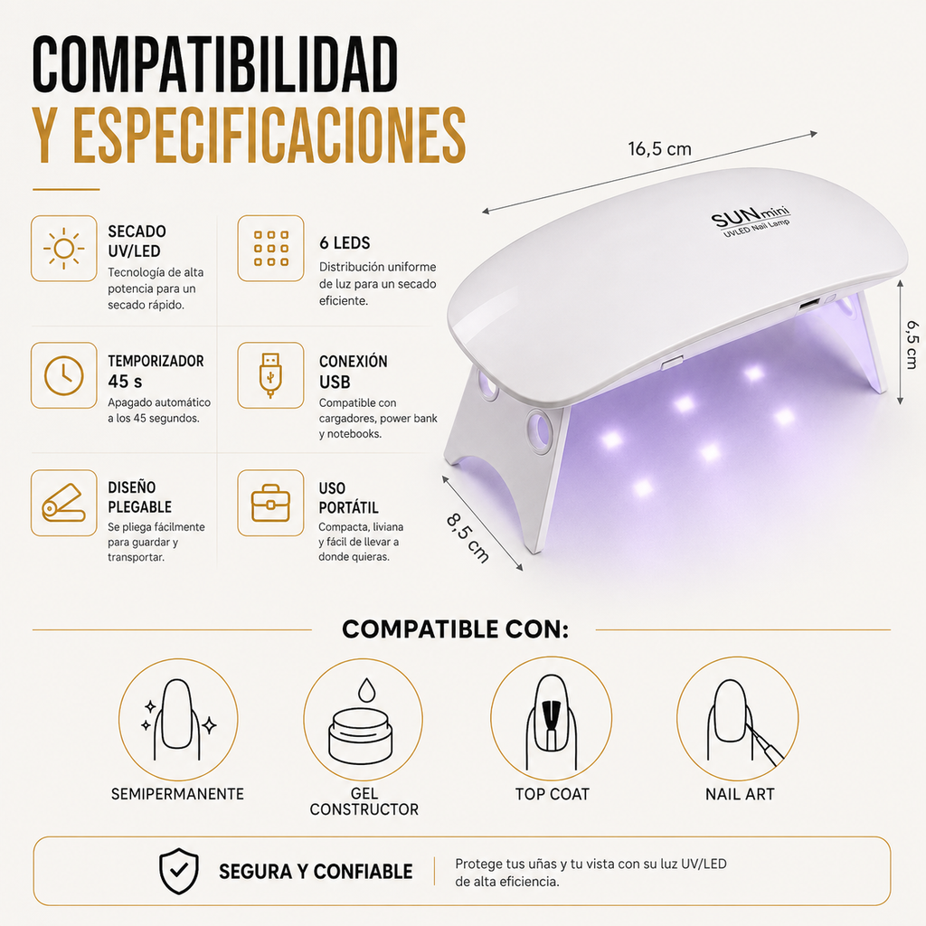 Secador de Uñas SUNmini LED UV Portátil 6W