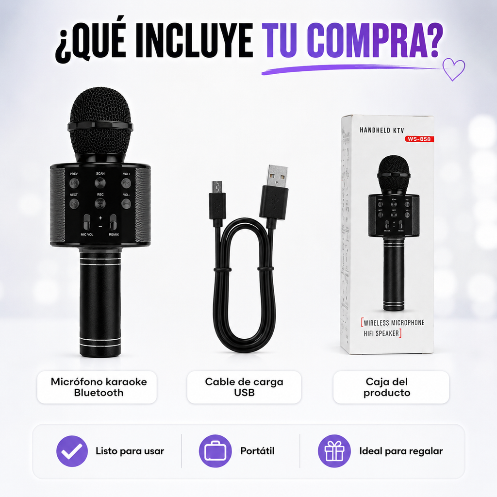 Micrófono Karaoke Bluetooth Inalámbrico Portátil