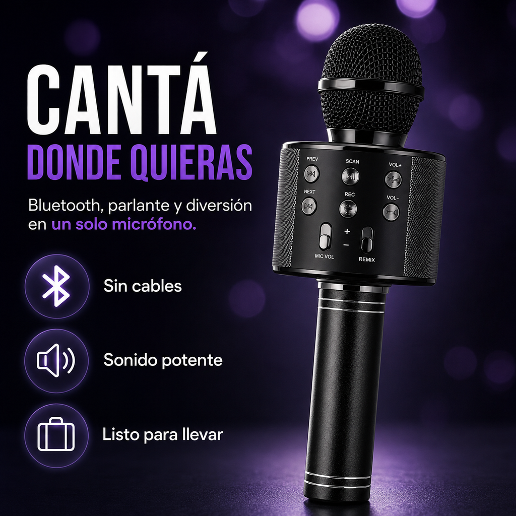 Micrófono Karaoke Bluetooth Inalámbrico Portátil